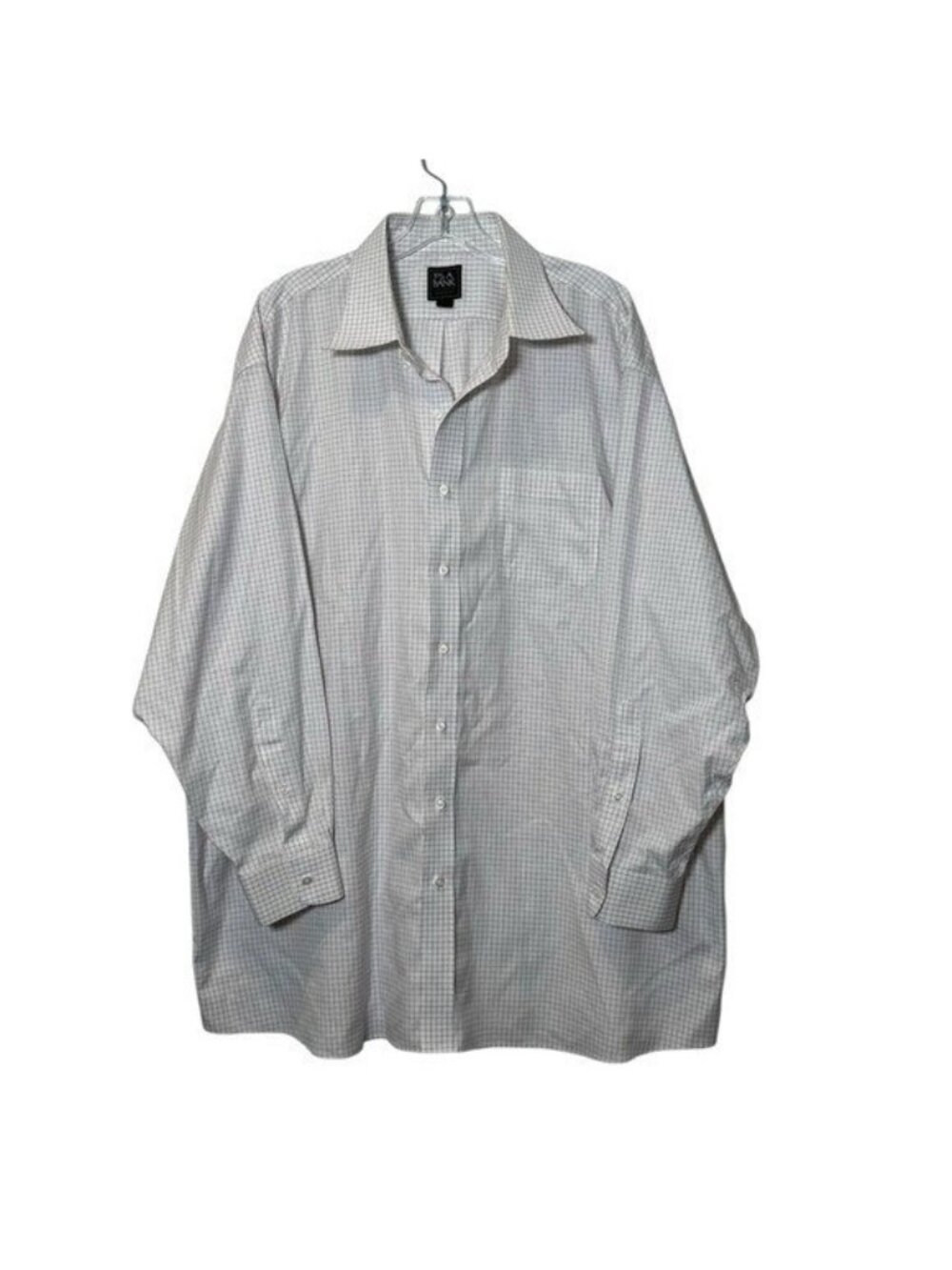 Jos. A. Bank Traveler 18 1/2 - 34 Men's White Checkered Dress Shirt Button Up